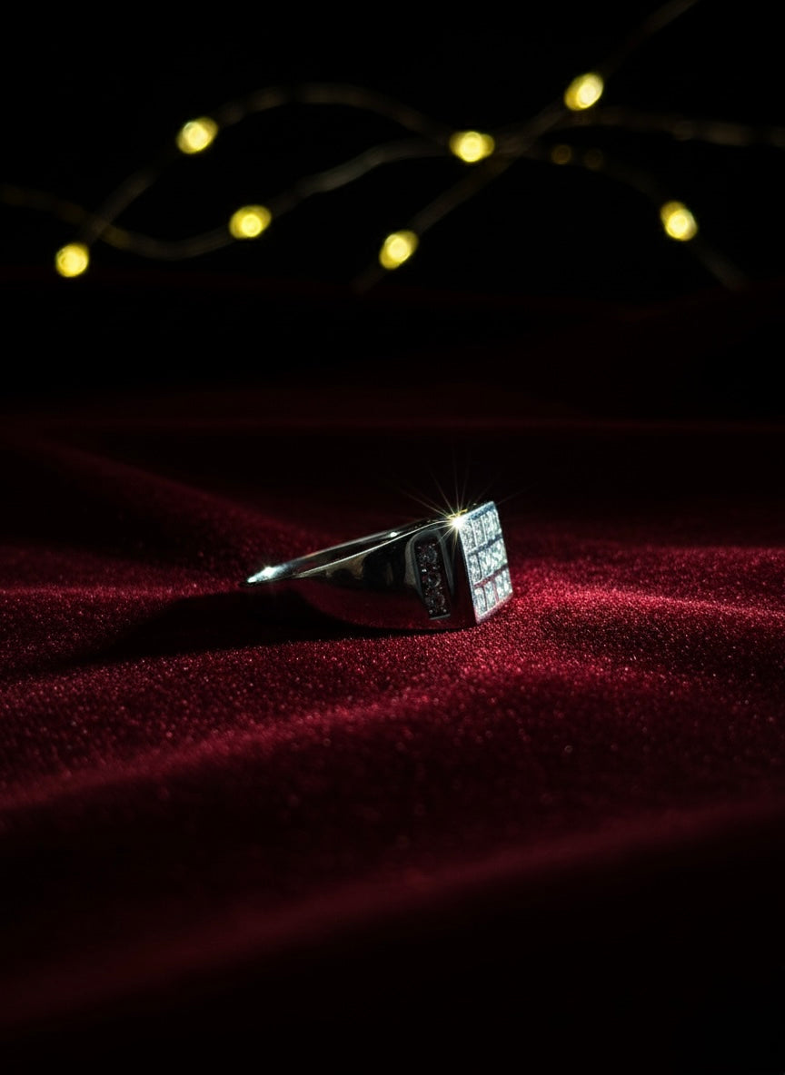 Grid Pave-Set CZ Ring