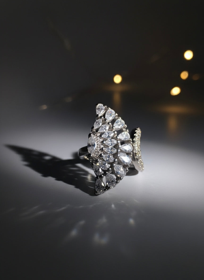 Peacock Fan Statement Ring