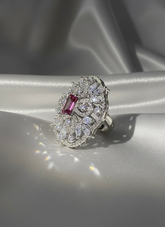 Pink Gemstone Filigree Ring