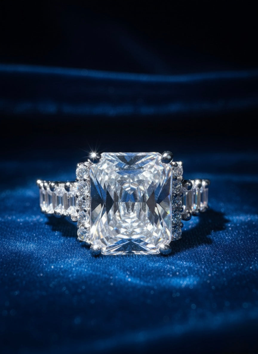 Radiant-Cut Halo Ring