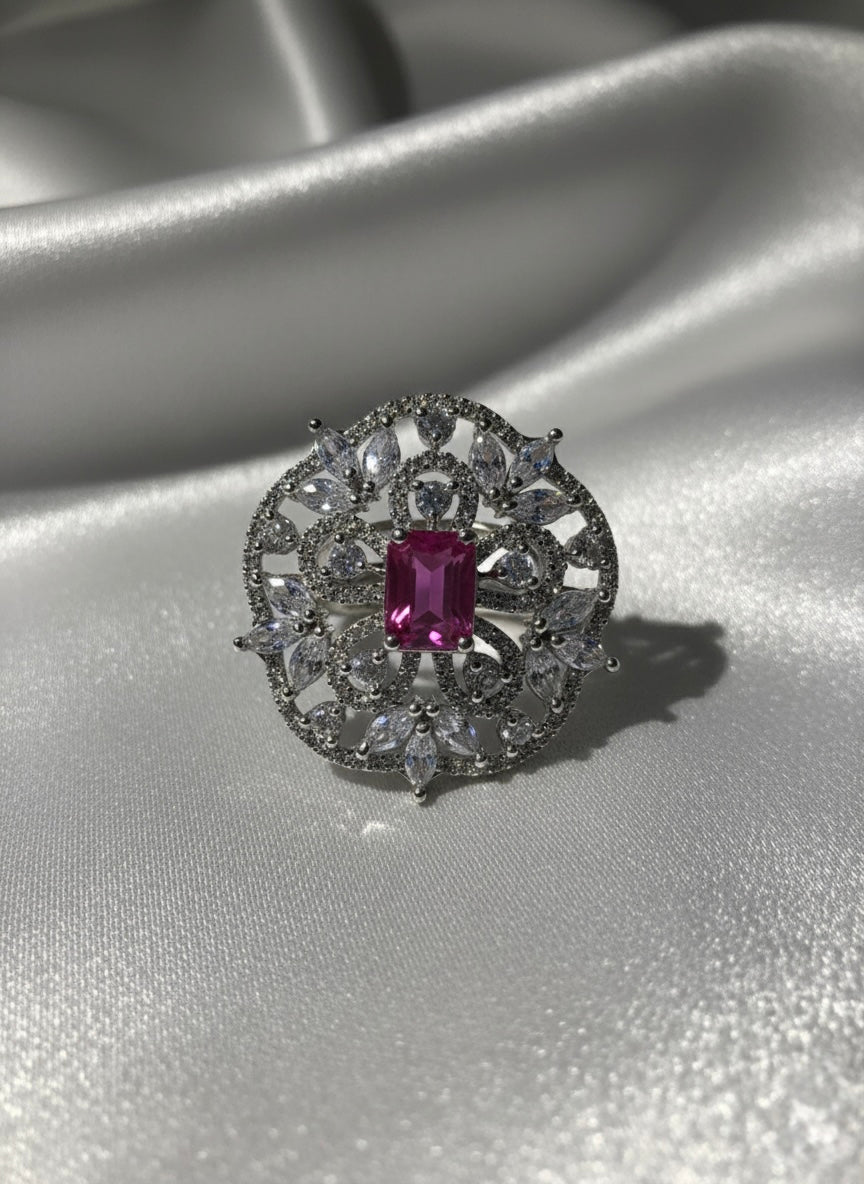 Pink Gemstone Filigree Ring