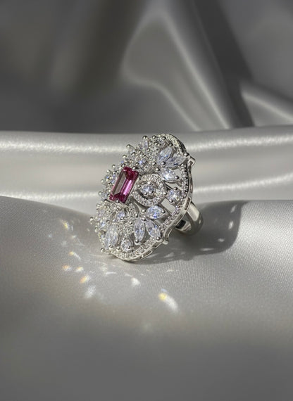 Pink Gemstone Filigree Ring