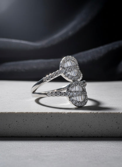 Dual Leaf Baguette Ring